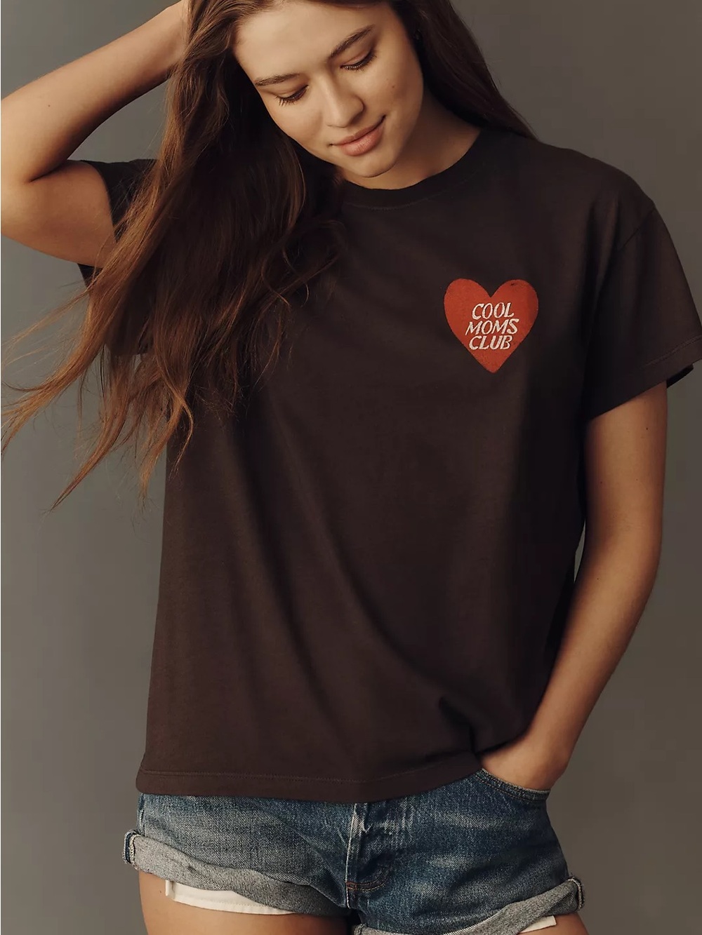 Let Luv Cool Moms Club Heart Graphic Tee - Black